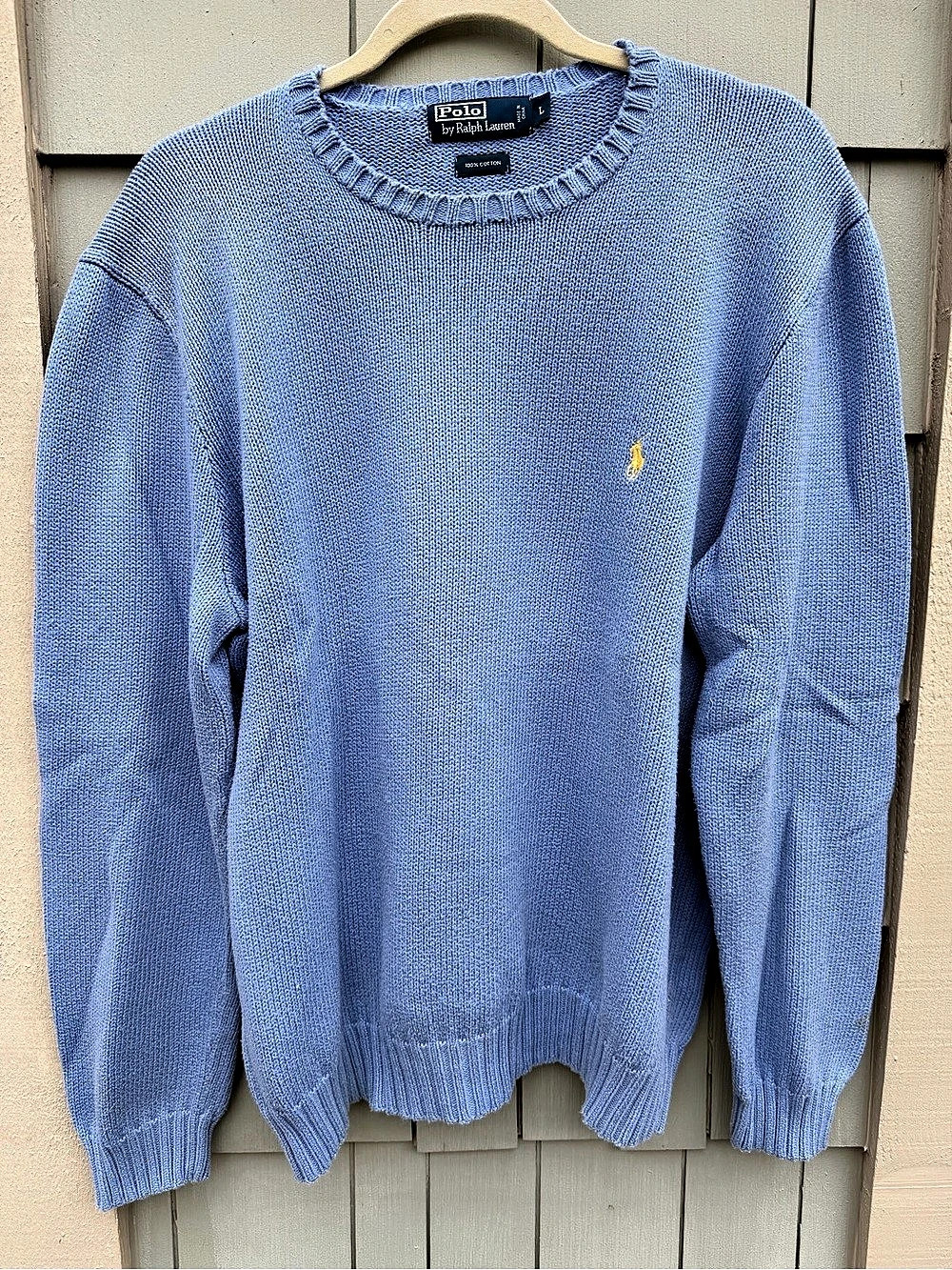 Polo Ralph Lauren Mens Cotton Crewneck Sweater Blue Size Large